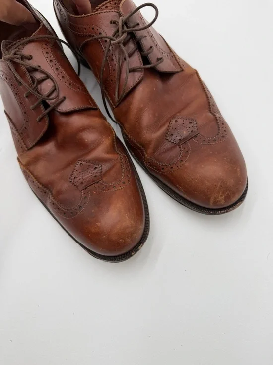 Louis Vuitton Dress Shoes Mens 9.5 Brown Leather Brogue Italy Lace Up - Picture 16 of 16